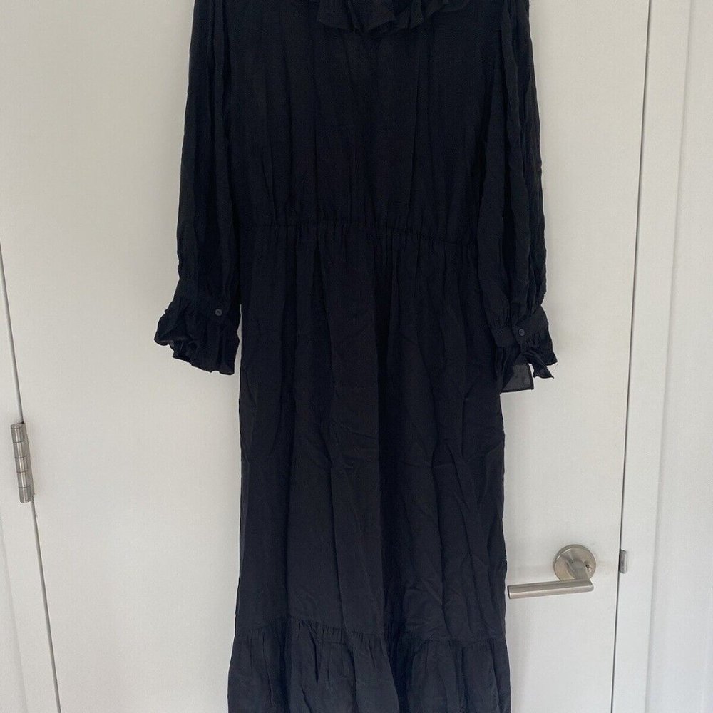 BA&SH Rym Asymmetrical Midi Dress - Black_Small (1) - Picture 3 of 7